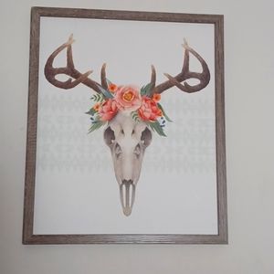 Floral Deer Skull framed art